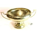 Large silver plated twin handled bowl, D: 26 cm (excluding handles). P&P Group 2 (£18+VAT for the