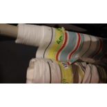 Two rolls of curtain material, total L: 20 metres. Not available for in-house P&P, contact Paul O'