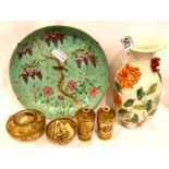 Collection of Oriental ceramics, including satsuma and famille verte examples, some faults. P&P