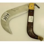 Folding Whitby bill nosed knife overall, L: 29 cm. Not available for in-house P&P, contact Paul O'