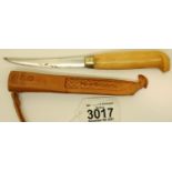 Martini of Finland leather sheathed filleting knife, Blade L: 10 cm. P&P Group 1 (£14+VAT for the