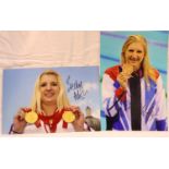 Olympics Interest: Rebecca Adlington, two pen signed publicity shots, each 12 x 8. P&P Group 1 (£