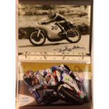 Moto-GP interest: autographed photographic stills including Sammy Miller, Wayne Gardner, Giacomo