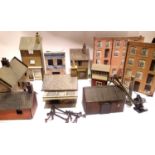 Selection of O Gauge kit built buildings, card/wood construction and brick paper, all ex layout. P&P