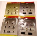 Four Hornby OO gauge figure sets R560 city people, two R561 people sitting, all new in packets. P&