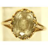 9ct gold large topaz ring, size O/P, 2.4g. P&P Group 1 (£14+VAT for the first lot and £1+VAT for