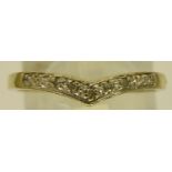 9ct gold diamond wishbone ring, size O, 1.7g. P&P Group 1 (£14+VAT for the first lot and £1+VAT