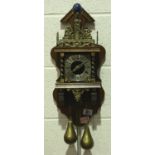 Continental Atlas brass mounted weight driven wall clock, case H: 52 cm, working at lotting. Not