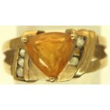 9ct yellow gold citrine solitaire ring, size N, 4.7g. P&P Group 1 (£14+VAT for the first lot and £