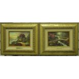 Thomas Kinkade; pair of framed pictures, A New Day Dawning and Bridge Of Faith, each 16 x 11 cm. Not