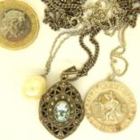 Three sterling silver pendant necklaces including a Saint Christopher example. P&P Group 1 (£14+