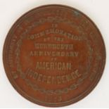 1876 100 Years of American Independence bronze medal. P&P Group 1 (£14+VAT for the first lot and £