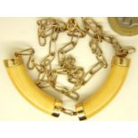 9ct yellow gold and antique ivory necklace, combined 20.2g, approximately 13g of gold. P&P Group