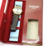 Montine; twin dial quartz wristwatch, requires battery. P&P Group 1 (£14+VAT for the first lot