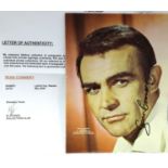 Sean Connery signed magazine page with letter of authenticity. P&P Group 1 (£14+VAT for the first