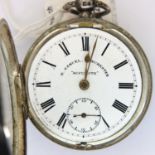 Hallmarked silver H Samuel Accurate open face key wind pocket watch, D: 50 mm, not working. P&P