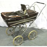 Silver Cross carriage built infants pram with folding canopy. Not available for in-house P&P,