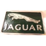 Chrome Jaguar wall plaque, 29 x 17 cm. P&P Group 1 (£14+VAT for the first lot and £1+VAT for