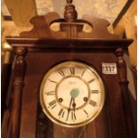 Mahogany cased reproduction wall clock. Not working, pendulum present but not attached. Not