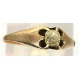 9ct gold and old cut diamond solitaire ring, size O/P, 1.9g. P&P Group 1 (£14+VAT for the first