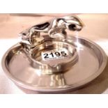 Chrome Jaguar mascot ashtray. P&P Group 2 (£18+VAT for the first lot and £3+VAT for subsequent lots)