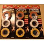 Three new packs of three rolls of insulation tape. P&P Group 1 (£14+VAT for the first lot and £1+VAT