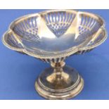 Hallmarked silver pierced bon bon dish on pedestal, 72g D: 11 cm. P&P Group 1 (£14+VAT for the first