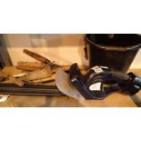Collection of mixed gardening tools including hedge trimmer. Not available for in-house P&P, contact