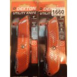 Two new Dekton retractable utility knives. P&P Group 1 (£14+VAT for the first lot and £1+VAT for