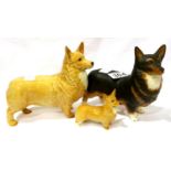 Three Beswick Corgi dogs, largest L: 13 cm. No cracks, chips or visible restoration. P&P Group 2 (£