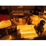 Mixed treen including boxes, coffee grinder, elephants etc. Not available for in-house P&P,