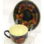 Moorcroft cup and saucer on stand in the Pomegranate pattern, D: 13 cm. No cracks, chips or