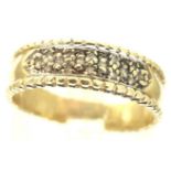 9ct gold and diamond half eternity ring, size P, 2.7g. P&P Group 1 (£14+VAT for the first lot and £