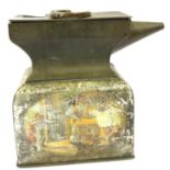 1910 MacFarlane Lang biscuit tin in anvil form. P&P Group 1 (£14+VAT for the first lot and £1+VAT