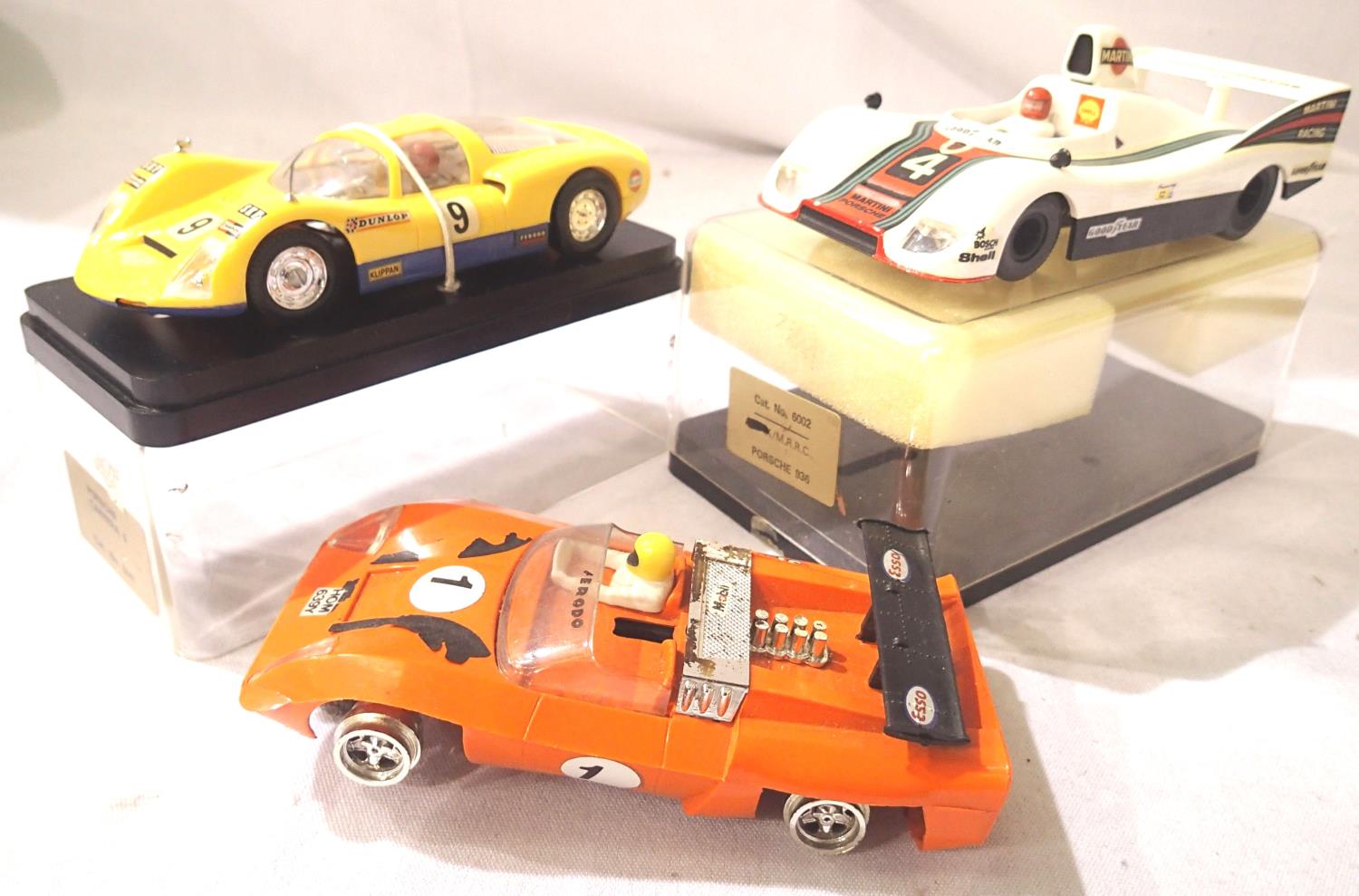 Two Airfix/MRRC slot cars, Porsche Carrera 6 and Porsche 936 both in very good condition and a
