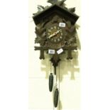 Black Forest cuckoo clock with weights and pendulum. Not available for in-house P&P, contact Paul