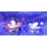 Pair of Caithness bowls, in pink and blue floral designs, each D: 18 cm. P&P Group 2 (£18+VAT for