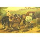 GW Chesters; oil on canvas of a farmyard scene, signed by artist, 90 x 60 cm. Not available for in-
