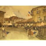 William Russell Flint RA ROI (1880-1969); coloured lithograph Le Quatorze Juillet, signed with