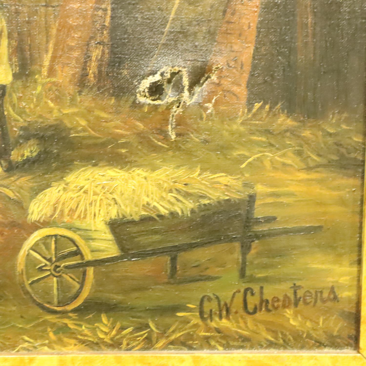 Chesters GW Chesters; 19th century oil on canvas of a farmyard scene, signed by artist, 90 x 60 - Image 3 of 9