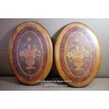 *PAIR ORIGINAL ANTIQUE EDWARDIAN INLAID MARQUETRY OVAL CABINET / 22 X 30CM [LQD188]