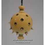 ANTIQUE CHINESE IVORY PIERCED PLEASURE BALL (NEIYOUGQIU) WITH RETRACTABLE SPIKES