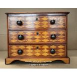 *ANTIQUE MINIATURE CHEST OF THREE DRAWERS 38 X 20 X 31CM [LQD188]