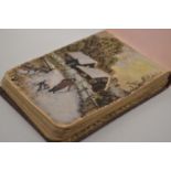 A SMALL VINTAGE NOTE BOOK 9.5 X 7CM, FILLED WITH ORIGINAL PAINTINGS, SKETCHES AND NOTES DATED 1914-