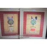 *J.WIENS - TWO RUSTIC FRAMED PRINTS FEATURING CHICKENS , 52 X 62CM INCLUDING FRAME