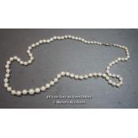 *VINTAGE CULTURED PEARLS NECKLACE CIRO 9CT WHITE GOLD CLASP / APPROX 52CM LONG [LQD188]