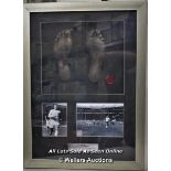 SIR GEOFF HURST - CAST OF FEET, FOOTBALL LEGENDS, CAST AND SIGNED PICTURE, MOUNTED FRAMED AND