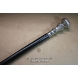 *WHITE METAL TOPPED WALKING STICK , 97CM LONG, IN NEED OF RESTORATION