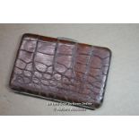 *EDWARDIAN QUALITY LARGE CROCODILE SKIN WALLET-CIRCA 1905 / 14CM WIDE [LQD188]