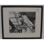 ROD STEWART - FRAMED BLACK & WHITE 23 X 18CM PHOTO OF ROD STEWART AND ELTON JOHN IN CONCERT